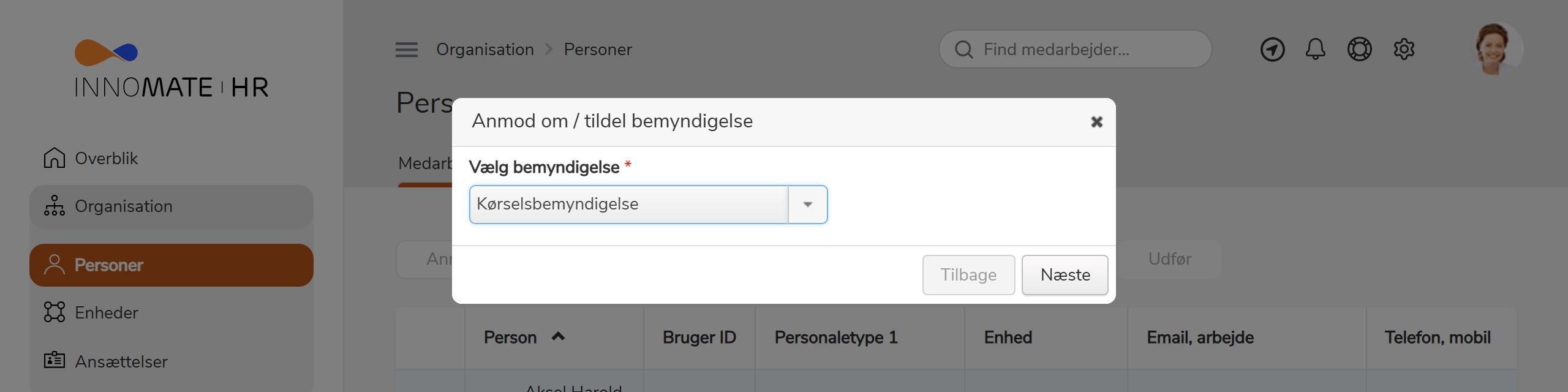 Handlingen Anmod om bemyndigelse med parametre