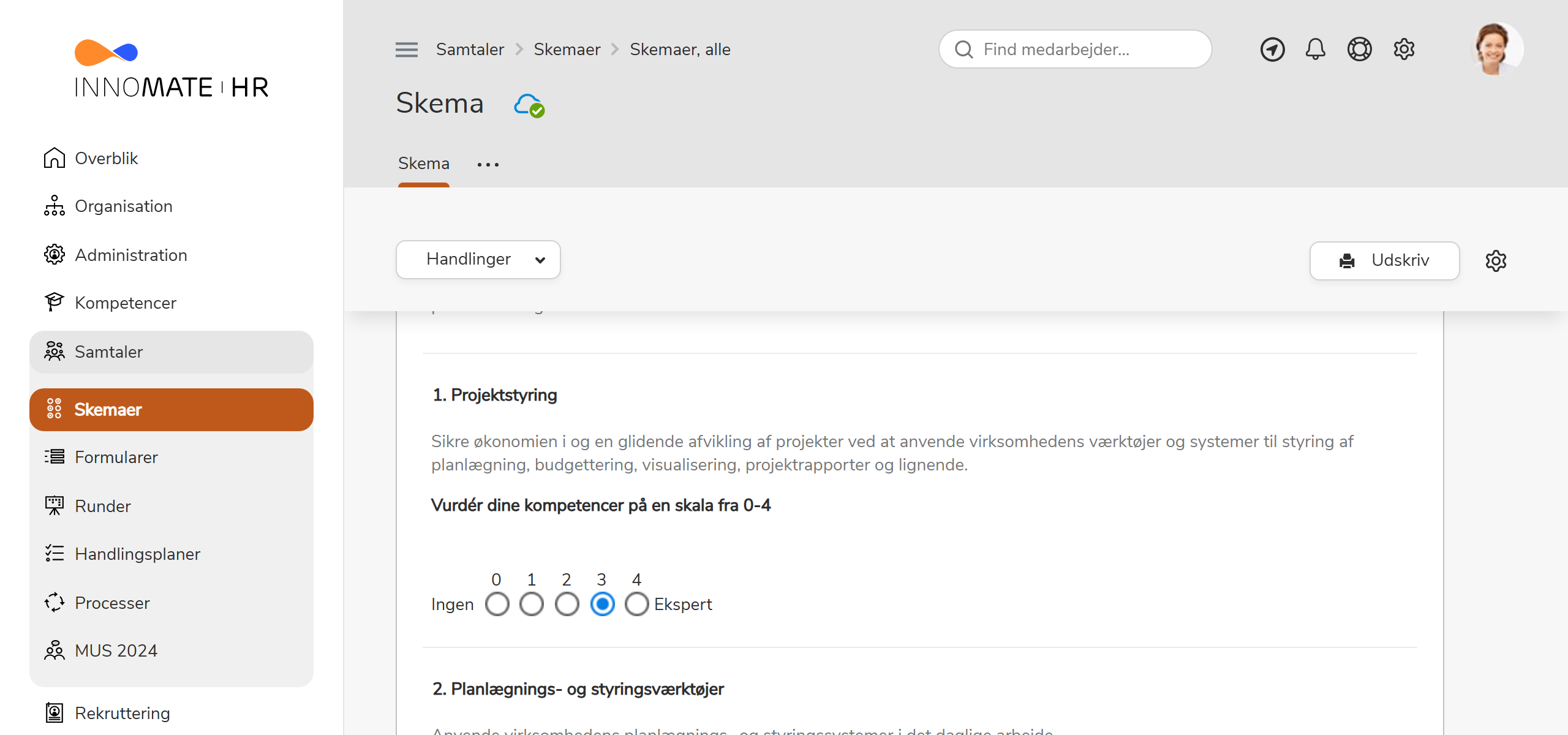 Selvevalueringsskema til kompetencevurdering