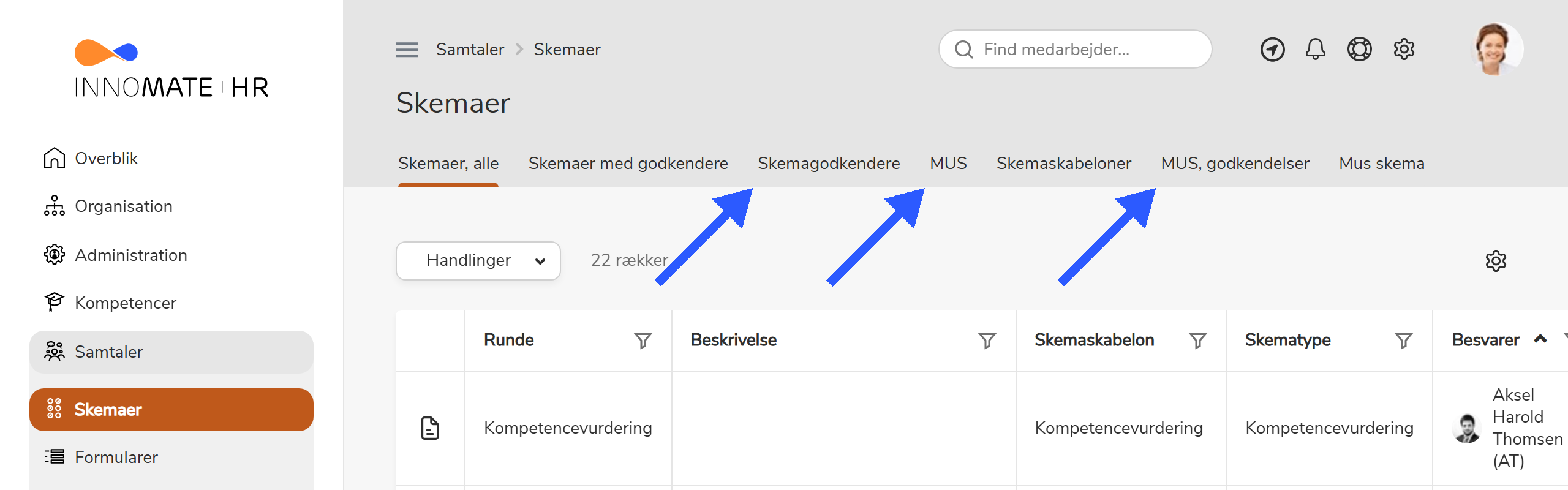 MUS og MUS, godkendelser listerne i fanemenuen under Samtaler