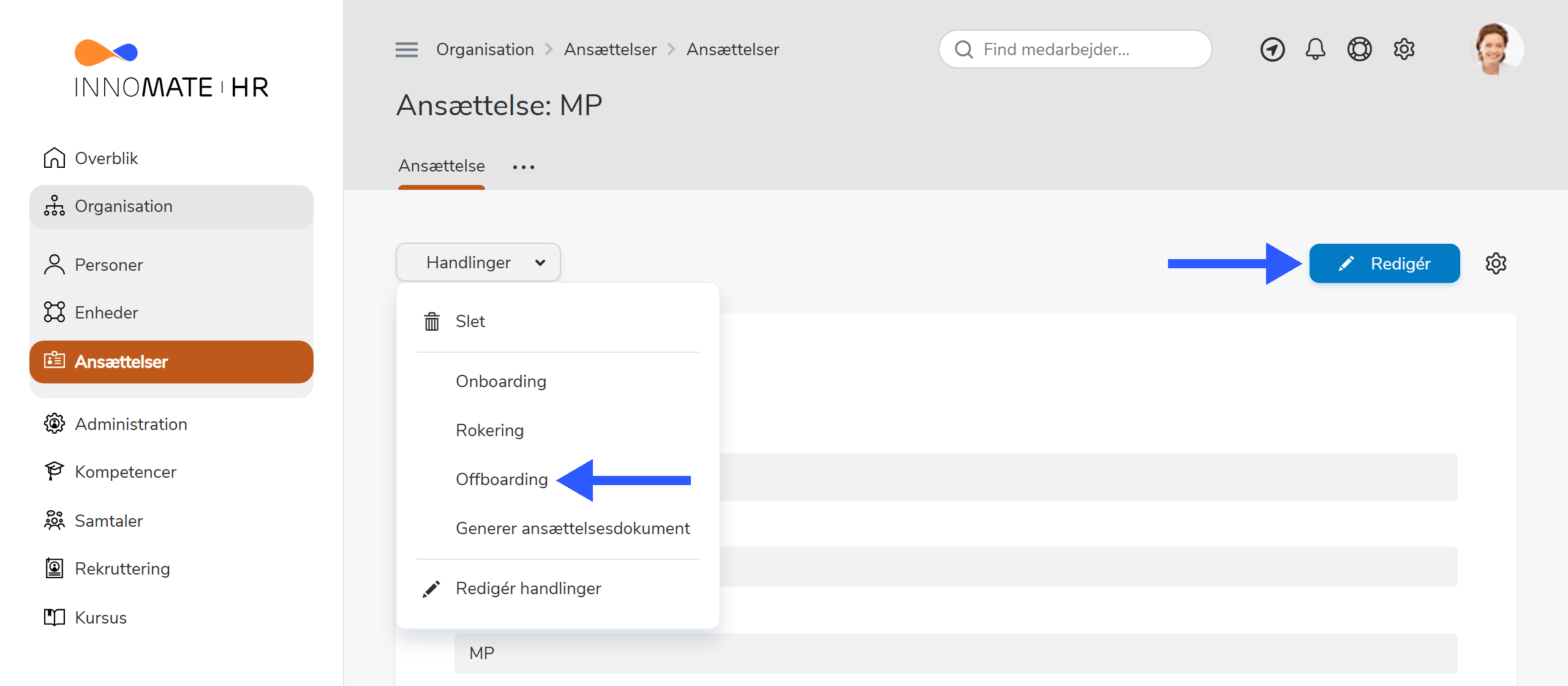 Offboarding-handling fra medarbejderens ansættelse