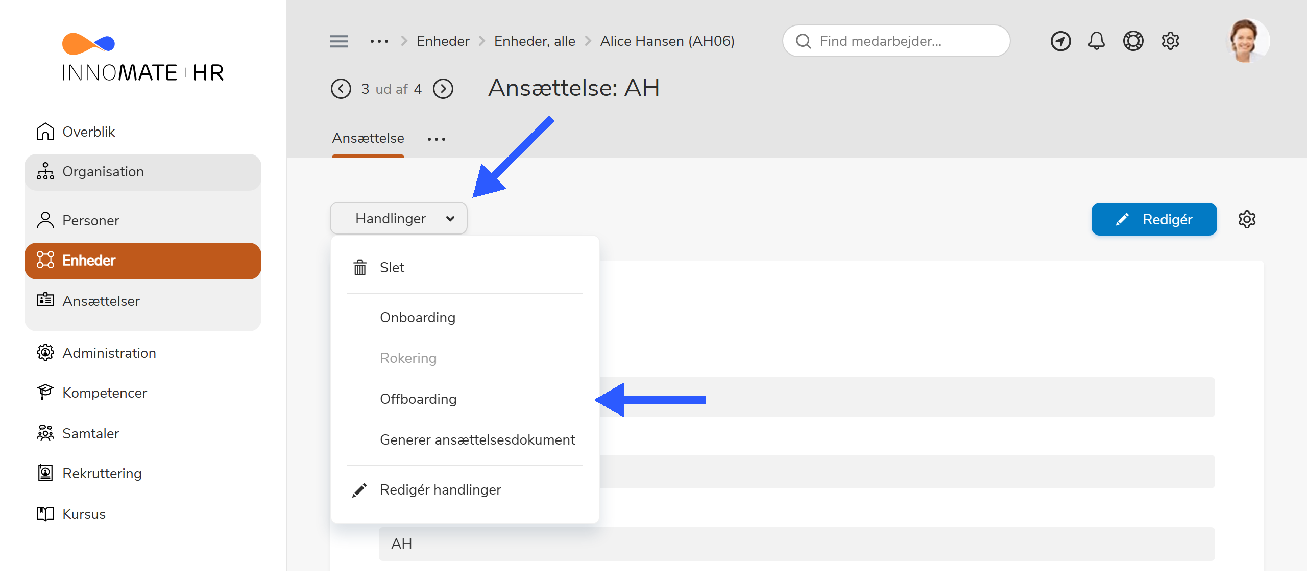 Offboarding-handling fra medarbejderens ansættelse