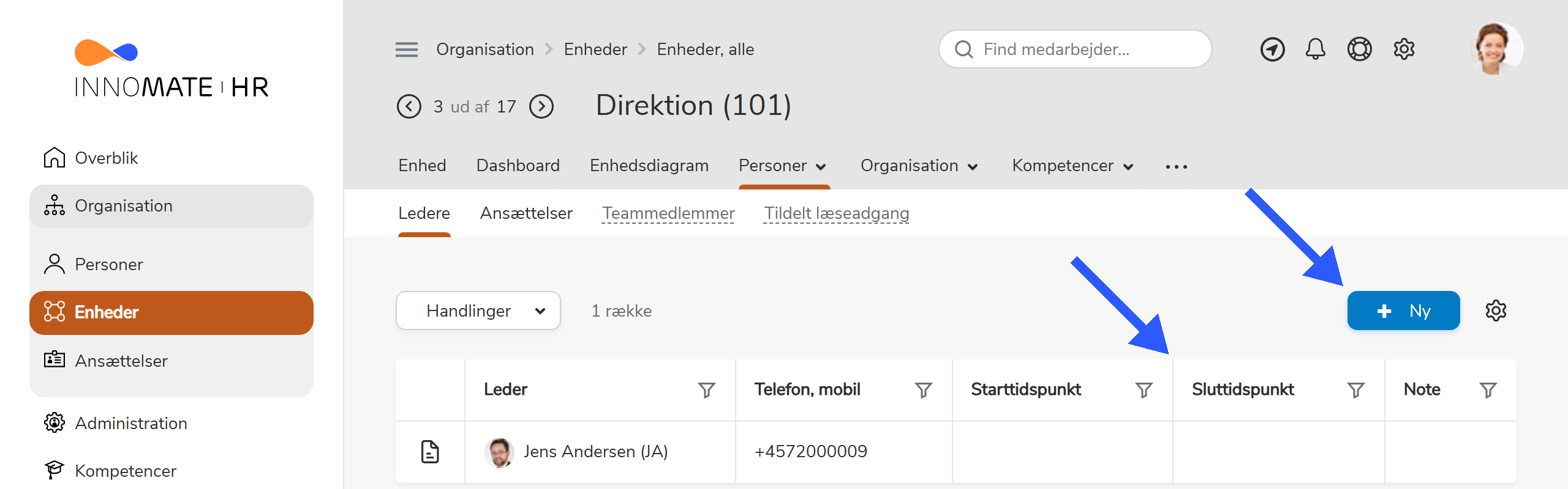 Lederrelation med start- og slutdato