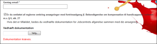 Fortrinsadgangsfeltet i ansøgningsformularen