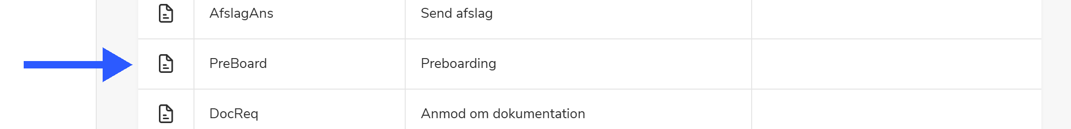 Vælg Preboarding