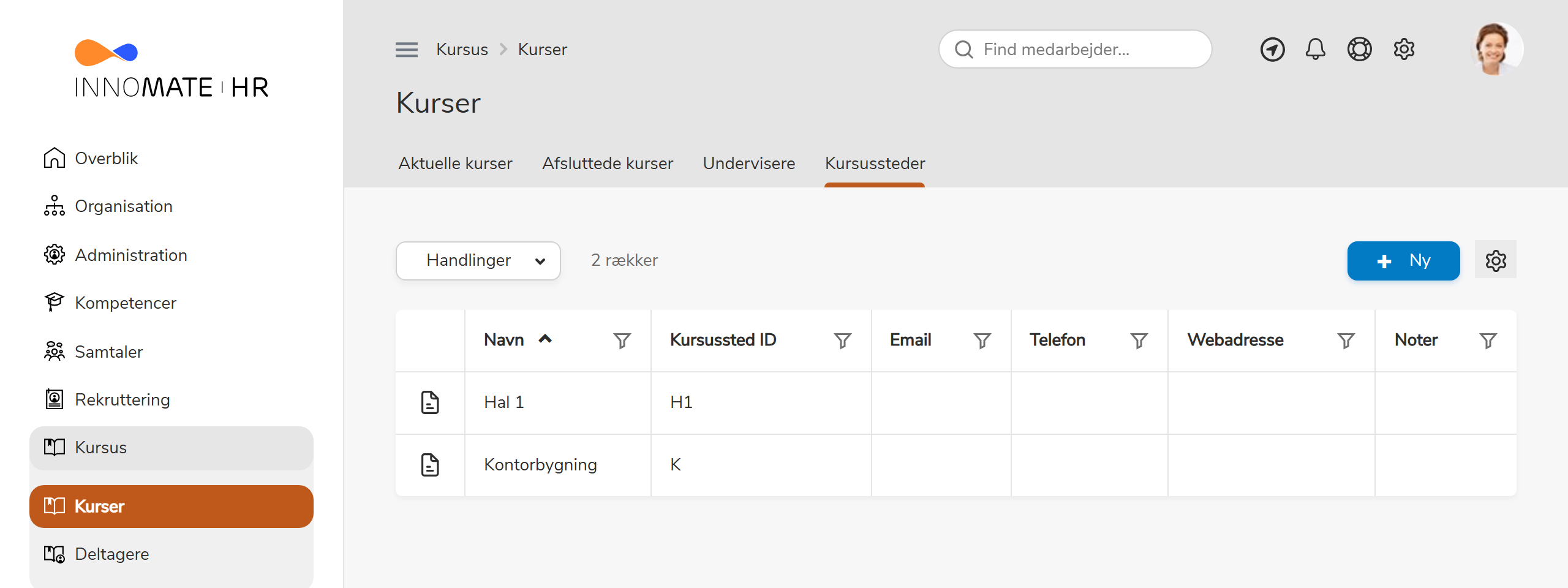 Liste over kursussteder