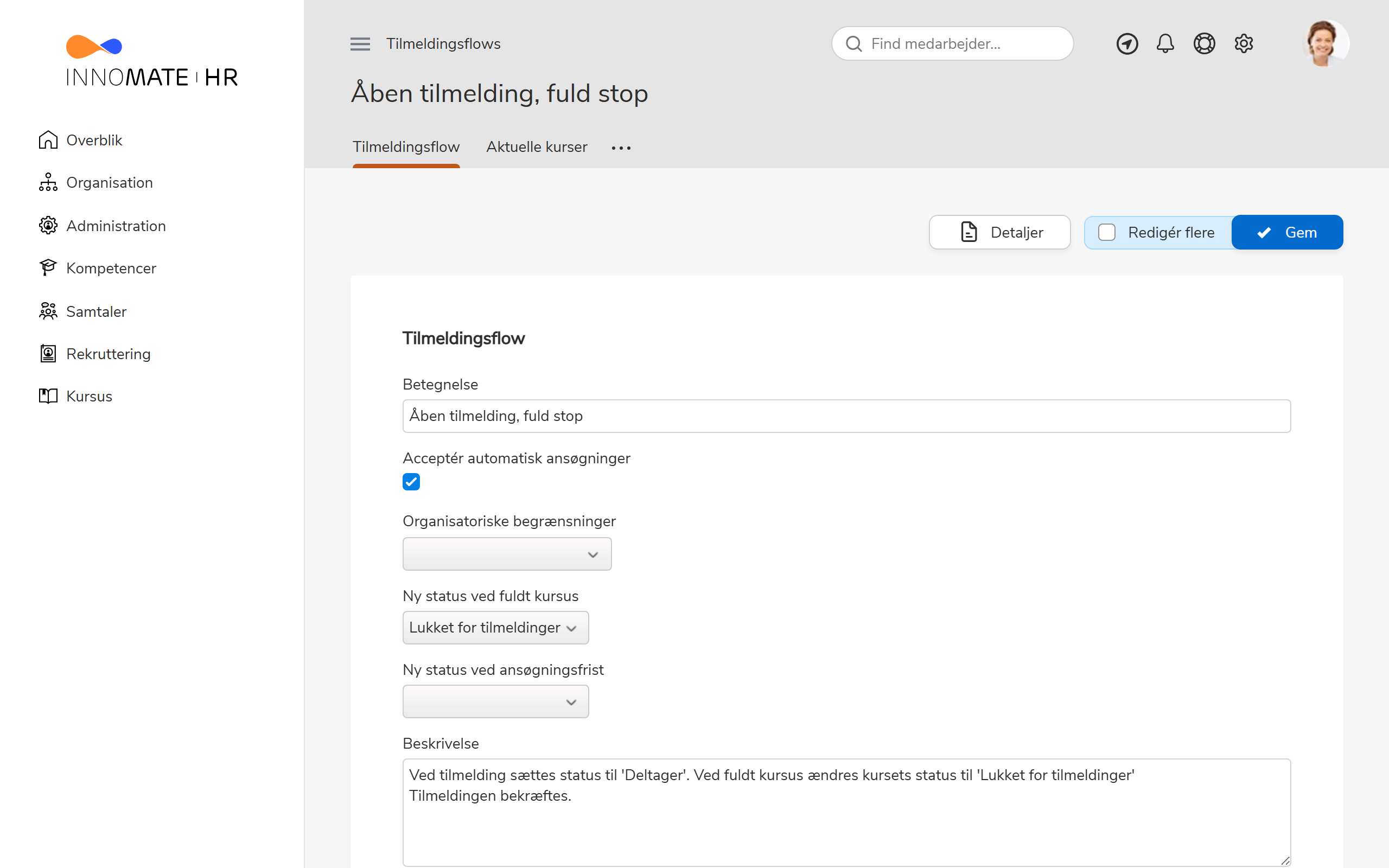 Redigering af et tilmeldingsflow
